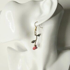 Red Rose Drop Earrings